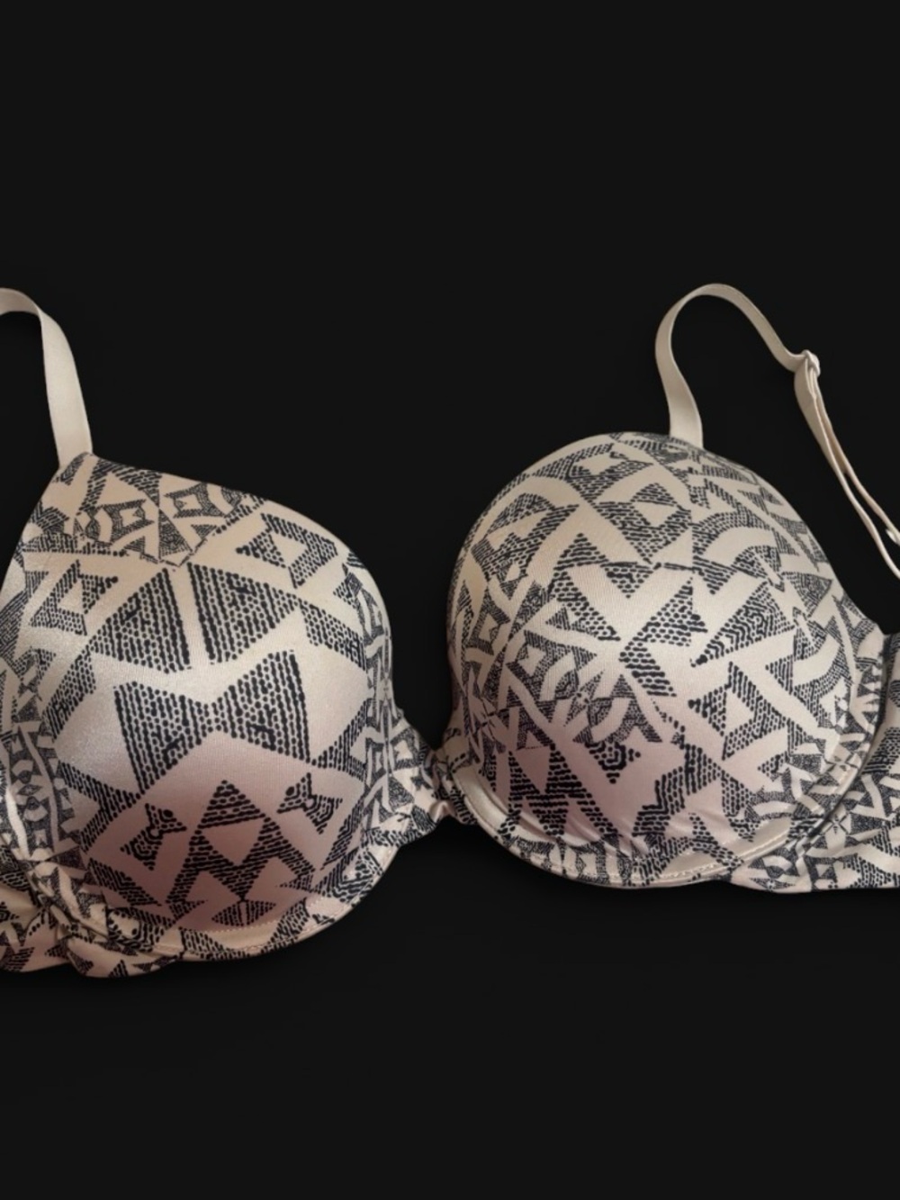 Victoria's Secret Beige and Black Geometric Underwire Bra